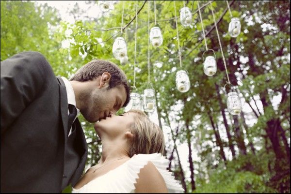 Southern Wedding Couple With Hanging Lights