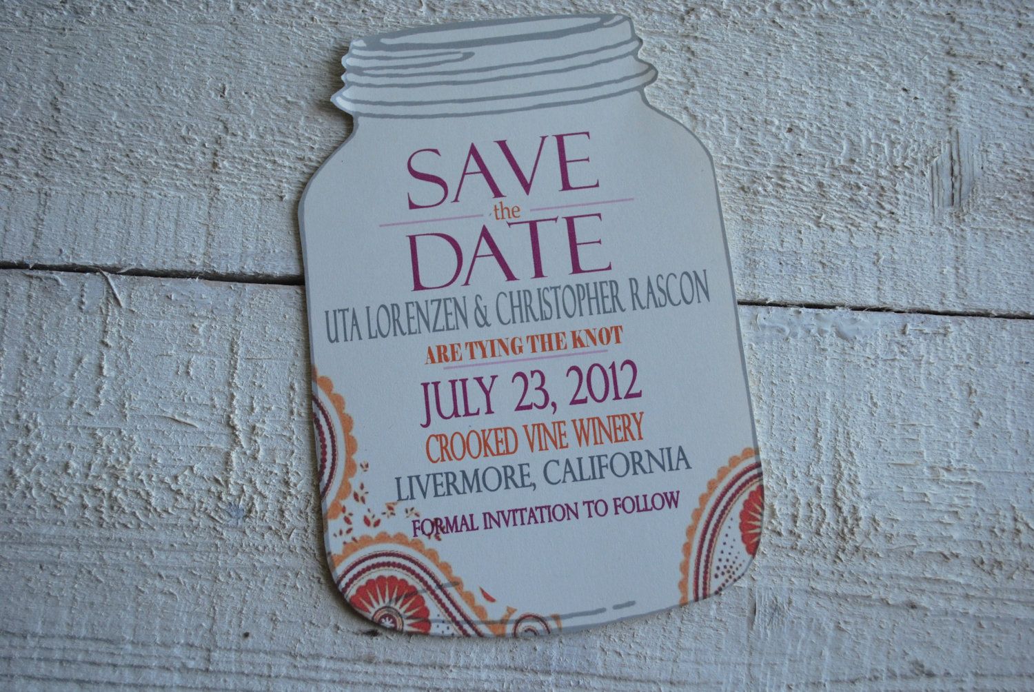 Mason Jar Wedding Invitations - Rustic Wedding Chic