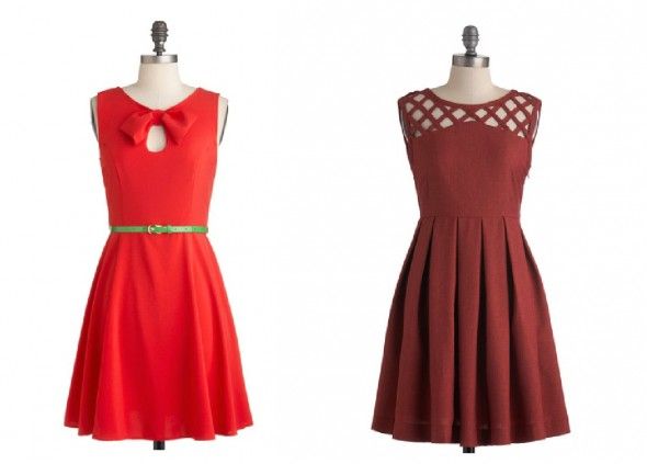 retro-style-bridesmaid-dress-red