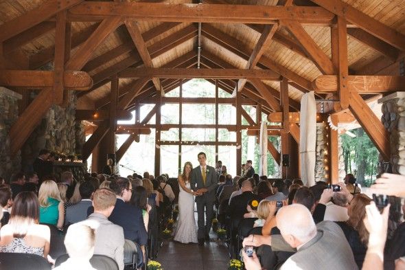 A lodge style wedding ceremony 
