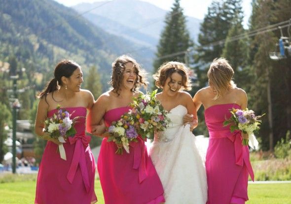 bright-pink-bridesmaid-dress