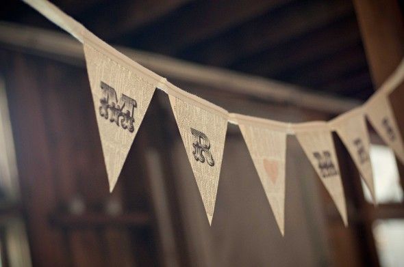 A mr and mrs burlap banner