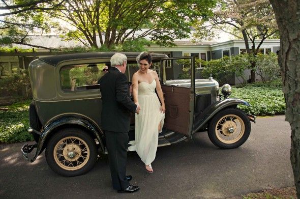 A vintage car at wedding