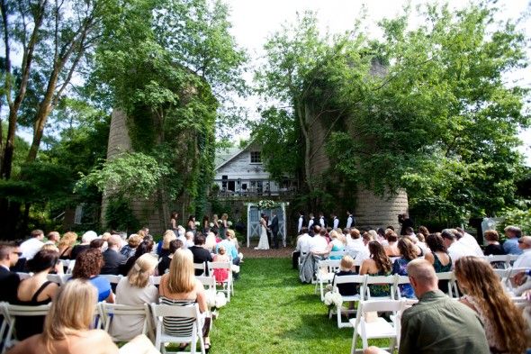 an outdoor rustic wedding ceremony 