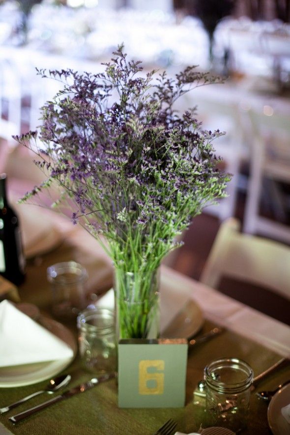 purple flower wedding centerpiece 