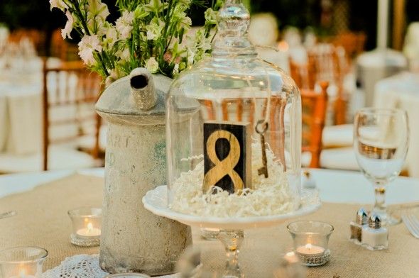 Wedding table numbers made out of cake stands