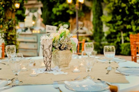 Table decorations for a vintage wedding