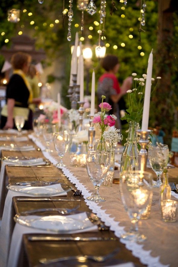 Tables at a vintage wedding