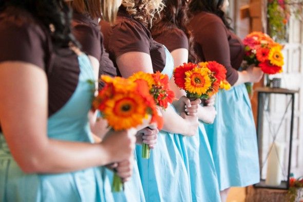 Blue Bridesmaid Dresses With Brown Sweater