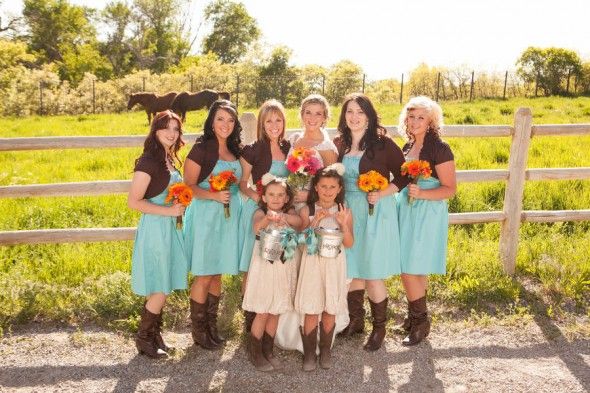 Country Bridesmaids and flower girls