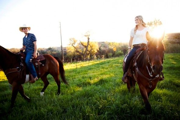 Engagement pictures taken with a horse