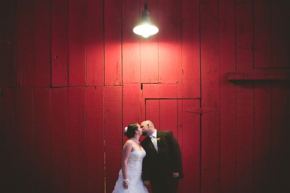 A wedding at a red barn