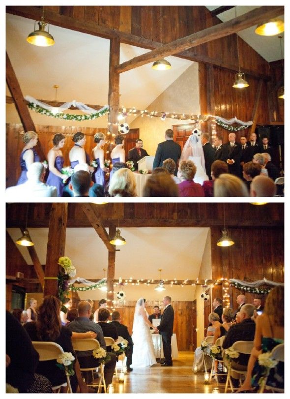 A ceremony for a wedding in a barn