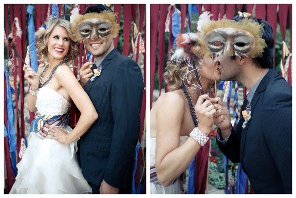 Bride And Grooms In Masks