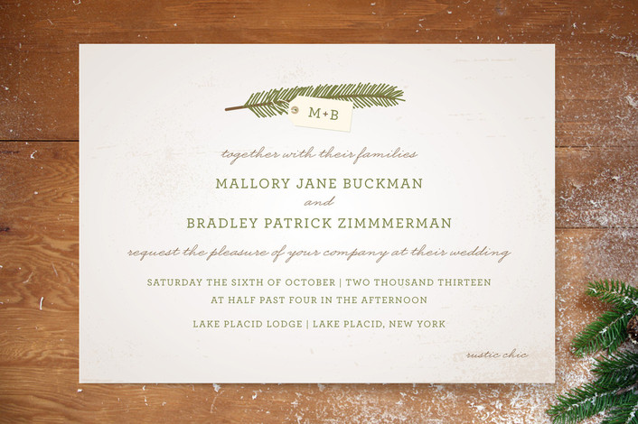 An evergreen wedding invitation