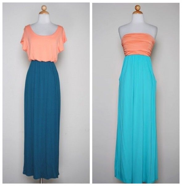 Long Two Colored Bridesmaid Dress