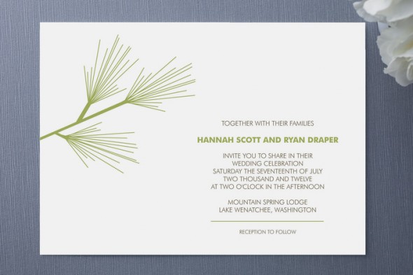 A pine tree wedding invitation for a rustic winter wedding
