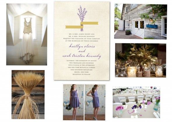 A purple and gold wedding theme