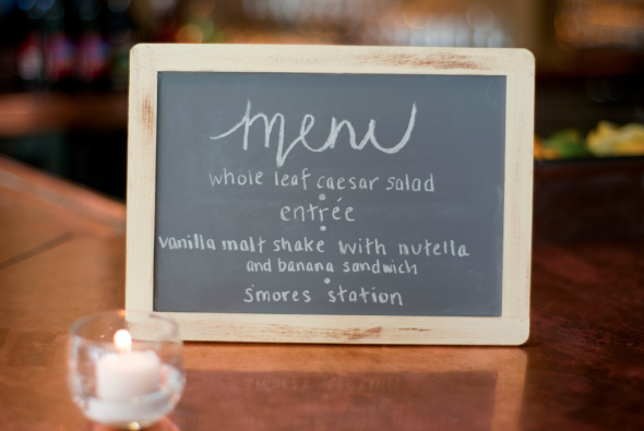 A wedding menu displayed on a menu