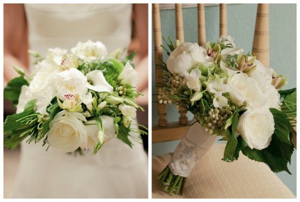 White Green Wedding Bouquet