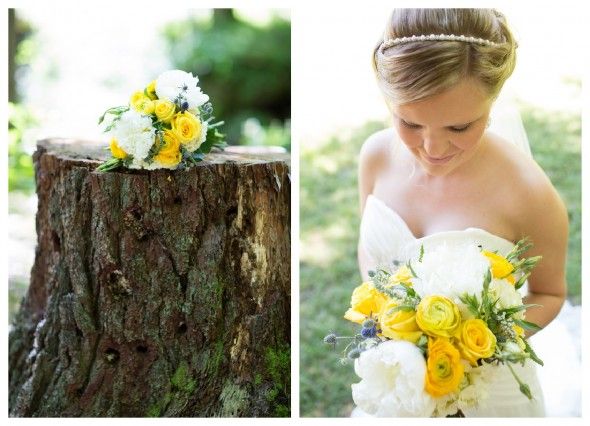 Yellow and white wedding bouquet 