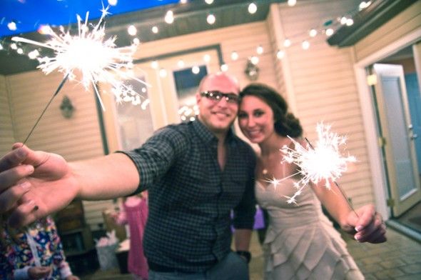 Backyard Wedding With Sparklers 