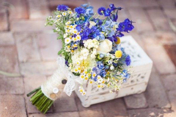 White And Blue Wedding Bouquet