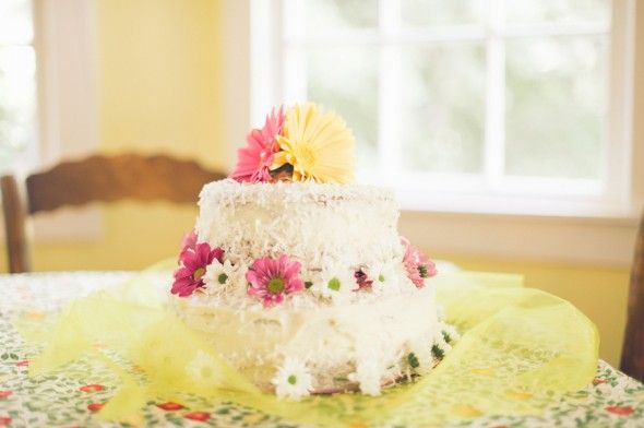 White Wedding Cake With Flowers