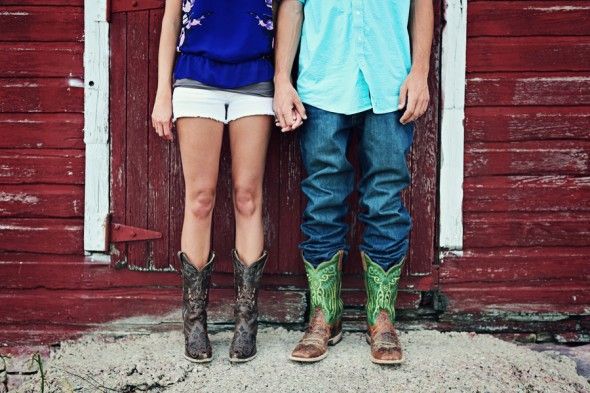 Cowboy Boots In Engagement Pictures