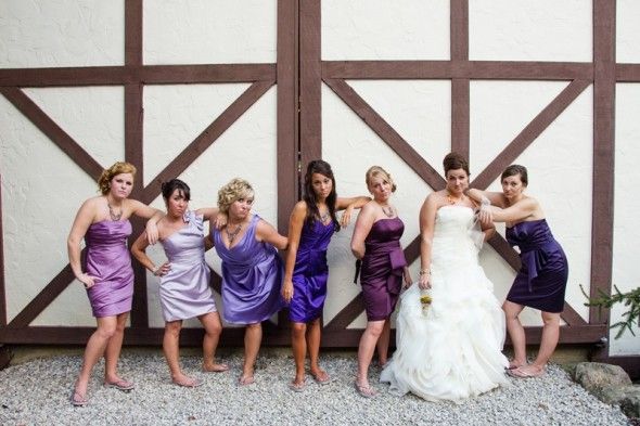 Bridesmaids In Different Color Dresses