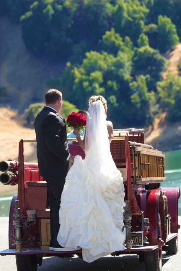 Bride Groom On Fire Truck