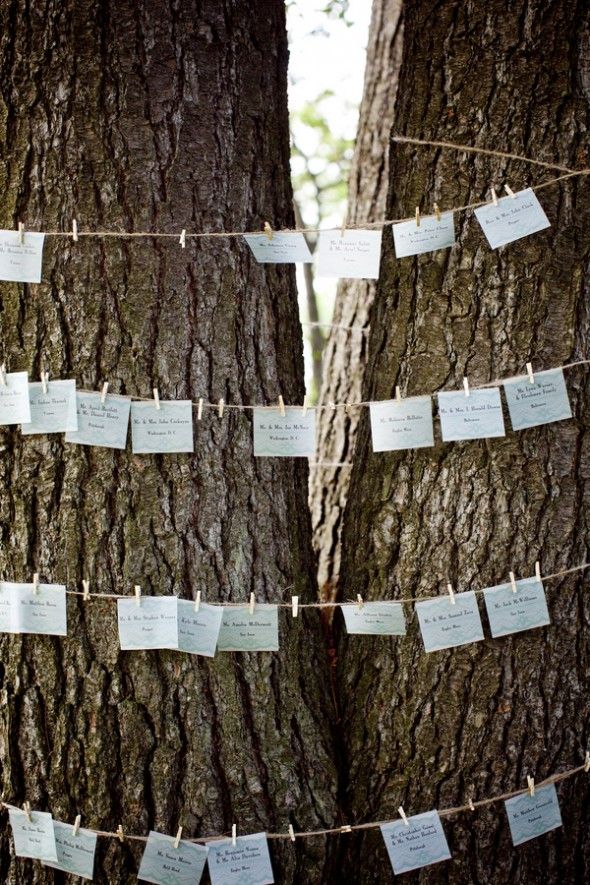 Place Cards Hung On Trees