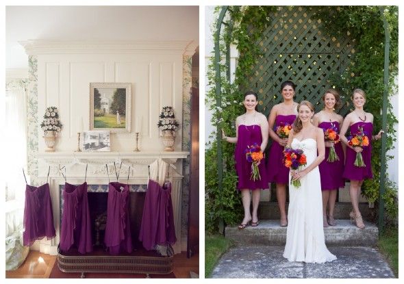 Purple Strapless Bridesmaid Dresses