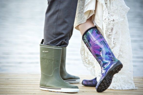 Rain Boots On Bride And Groom