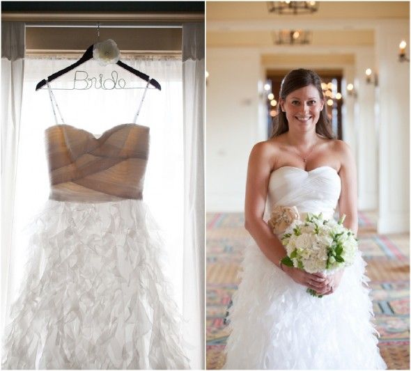 Strapless wedding gown for winter