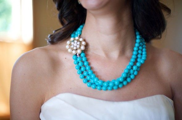 Turquoise Necklace On Bride