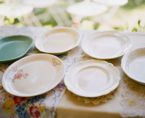 Vintage Plates At Wedding