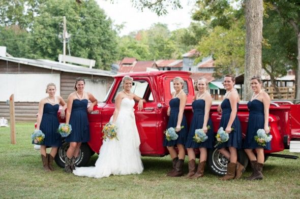 Red Pickup Truck At Wedding