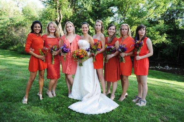 Orange Bridesmaid dresses