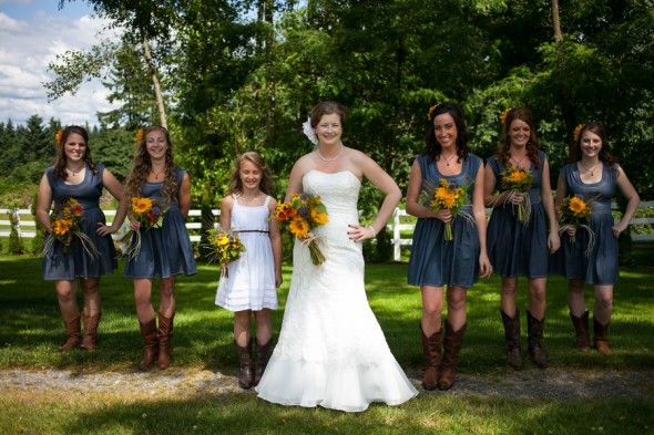 Country Bridesmaids In Boots