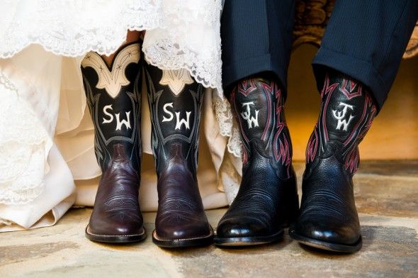 Bride And Groom In Cowboy Boots