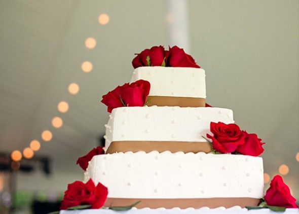 White Red Wedding Cake