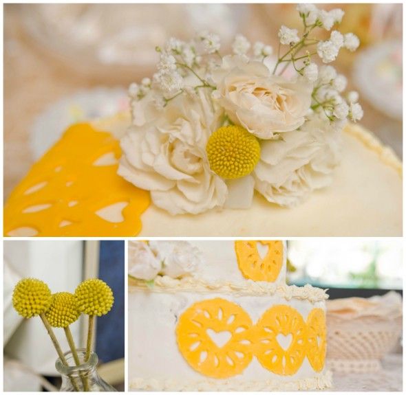 Yellow White Wedding Cake