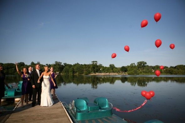 Red Balloons At Wedding