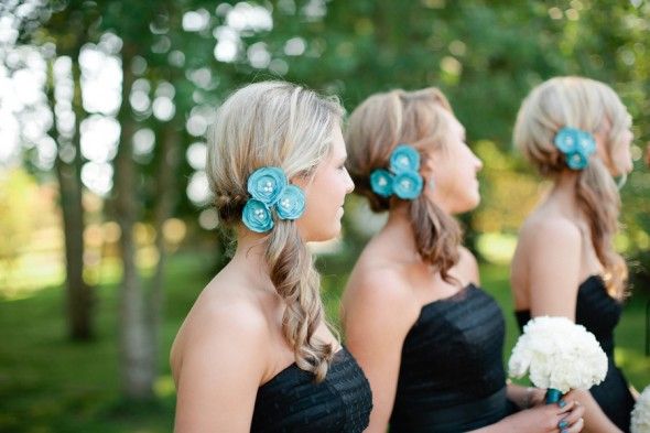 Blue Bridesmaids Hair Flowers