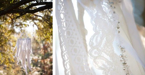 Rustic Wedding Dress Hanging On Tree