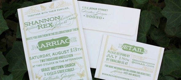 green wedding invitation