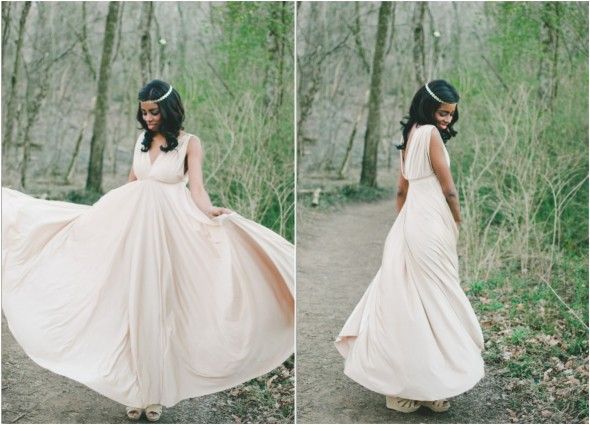 peach wedding gown