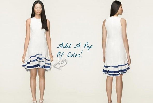 White Blue Trim Dress Ralph Lauren