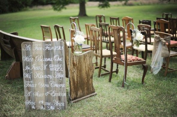 Mismatched Chairs At Wedding